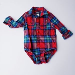 OshKosh Vintage Toddler Red Plaid Romper 24 Months